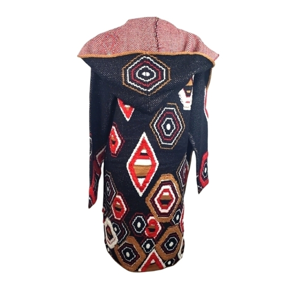 MAXSPORT Aztec Boho Mid Length Knitted Sweater Cardigan Size M - Picture 2 of 12